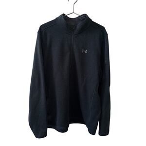 Under Armour Mens 2XL Black Quarter Zip Pullover Fleece Mock Neck Athletic